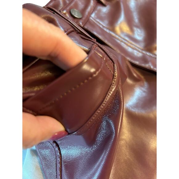 NWT Joie Burgundy Faux Leather Pant - Size 6 - Picture 10 of 14